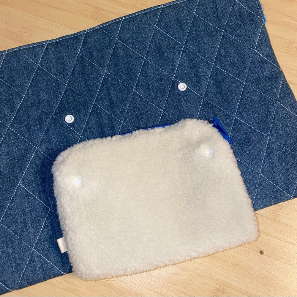 New American Eagle Quilted Laptop Sleeve Sherpa & Denim Bag Sleeve